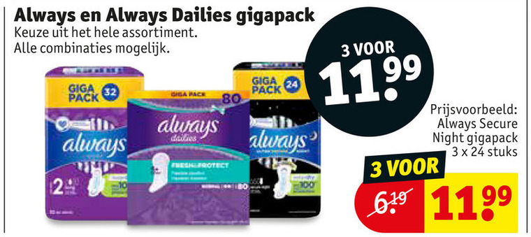 Always   maandverband, inlegkruisjes folder aanbieding bij  Kruidvat - details