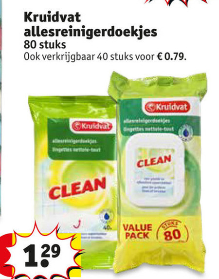 Kruidvat Huismerk   vochtige schoonmaakdoekjes folder aanbieding bij  Kruidvat - details