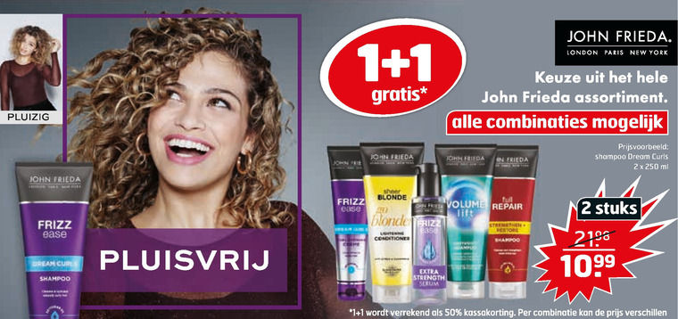 John Frieda   haarverzorging, cremespoeling folder aanbieding bij  Trekpleister - details