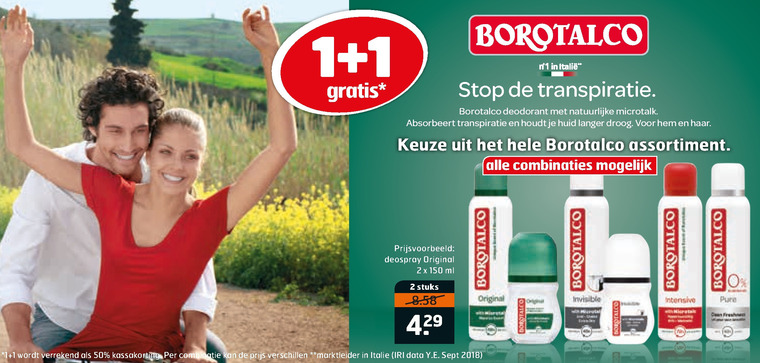 Borotalco   deodorant folder aanbieding bij  Trekpleister - details