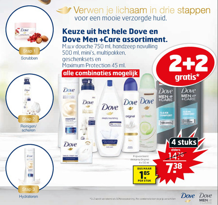 Dove   douchegel, deodorant folder aanbieding bij  Trekpleister - details