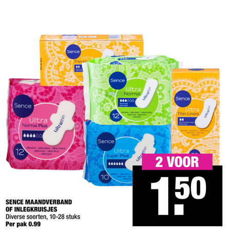 Sence   maandverband, inlegkruisjes folder aanbieding bij  Big Bazar - details