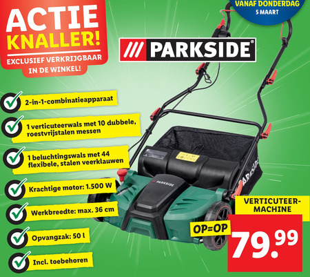 Parkside   verticuteermachine folder aanbieding bij  Lidl - details