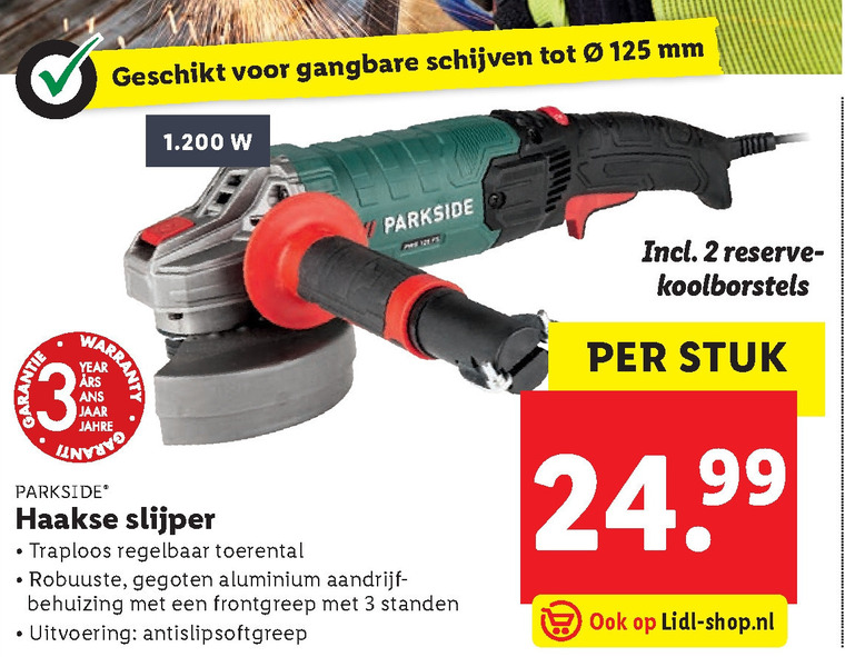 Parkside   haakse slijper folder aanbieding bij  Lidl - details