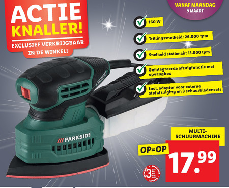 cijfer Zuidoost Civiel Parkside schuurmachine folder aanbieding bij Lidl - details