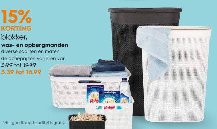 Blokker Huismerk   mand, wasmand folder aanbieding bij  Blokker - details