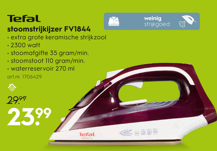 Tefal   stoomstrijkijzer folder aanbieding bij  Blokker - details