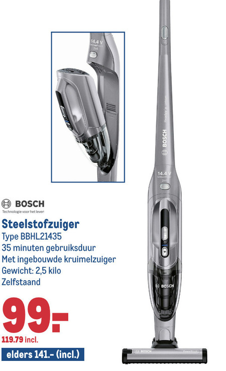 Bosch   steelstofzuiger folder aanbieding bij  Makro - details