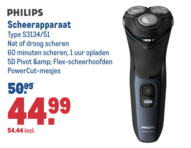 Philips   elektrisch scheerapparaat folder aanbieding bij  Makro - details