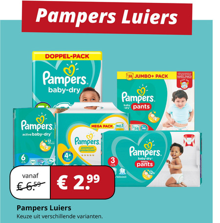 Pampers   luiers, luierbroekjes folder aanbieding bij  Voordeeldrogisterij.nl - details