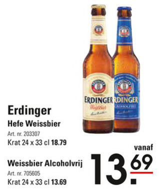 Erdinger alcoholvrij bier, witbier folder aanbieding bij