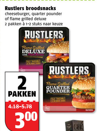 Rustler   hamburger broodje folder aanbieding bij  Poiesz - details