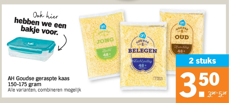 Albert Heijn Huismerk   geraspte kaas folder aanbieding bij  Albert Heijn - details