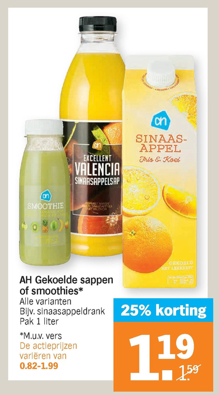 Albert Heijn Huismerk   vruchtensap, fruitsmoothie folder aanbieding bij  Albert Heijn - details