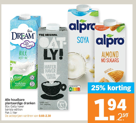 Dream   rijstdrank, soja melk folder aanbieding bij  Albert Heijn - details