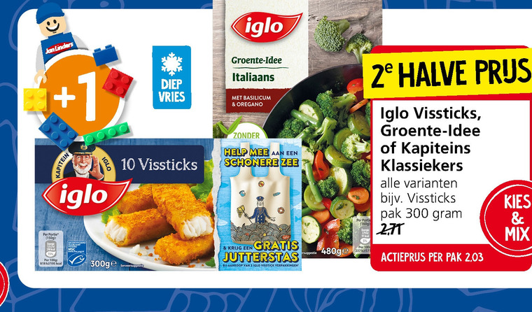 Iglo   visschnitzel, vissticks folder aanbieding bij  Jan Linders - details