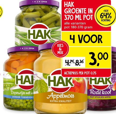 Hak   groenteconserven, appelmoes folder aanbieding bij  Jan Linders - details