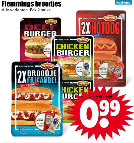 Flemmings   broodje hotdog, hamburger broodje folder aanbieding bij  Dirk - details