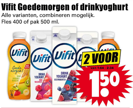 Vifit   melkdrank, drinkyoghurt folder aanbieding bij  Dirk - details