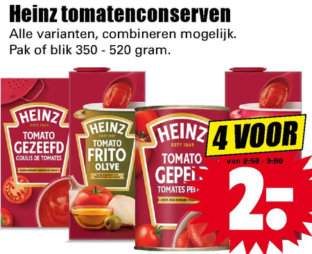 Heinz   tomatenblokjes, tomatenpuree folder aanbieding bij  Dirk - details