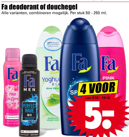 Fa   douchegel, deodorant folder aanbieding bij  Dirk - details