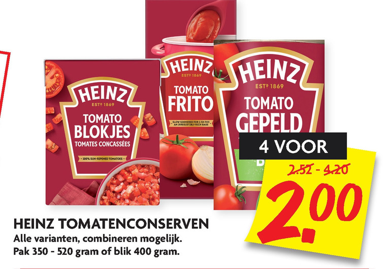 Heinz   tomatenpuree, tomatenblokjes folder aanbieding bij  Dekamarkt - details