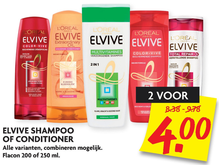 Elvive   shampoo, cremespoeling folder aanbieding bij  Dekamarkt - details