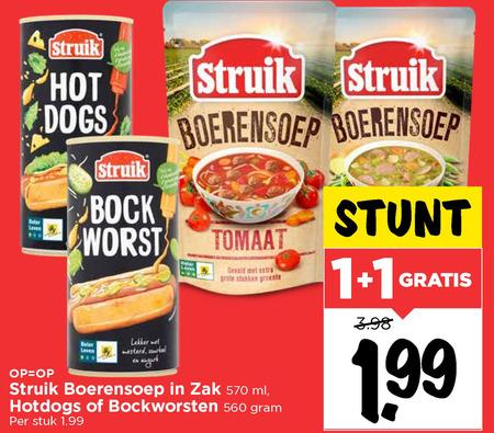 Struik   soep, hotdogworstjes folder aanbieding bij  Vomar - details