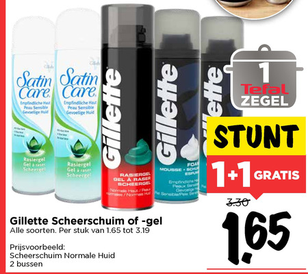 Gillette Satin Care   scheerschuim, scheergel folder aanbieding bij  Vomar - details