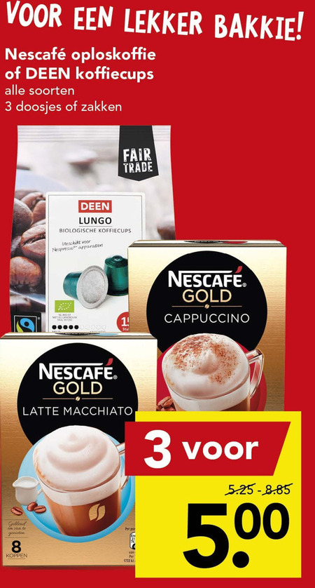 Nescafe   koffiecups, oploskoffie folder aanbieding bij  Deen - details