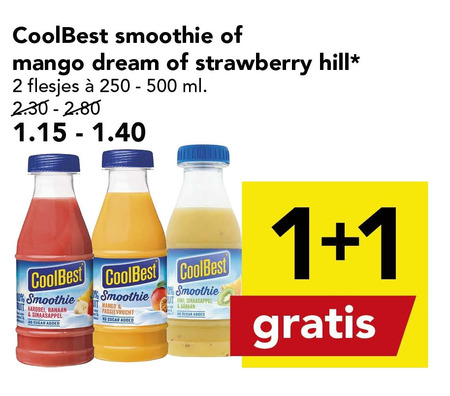 Coolbest   fruitsmoothie, vruchtensap folder aanbieding bij  Deen - details