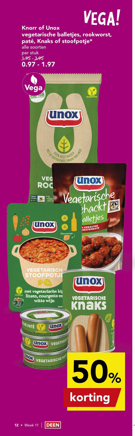 Unox   vegetarisch folder aanbieding bij  Deen - details