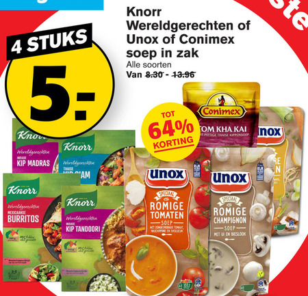 Unox   maaltijdmix, soep folder aanbieding bij  Hoogvliet - details