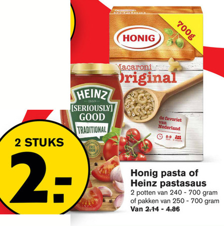 Honig   pastasaus, macaroni folder aanbieding bij  Hoogvliet - details