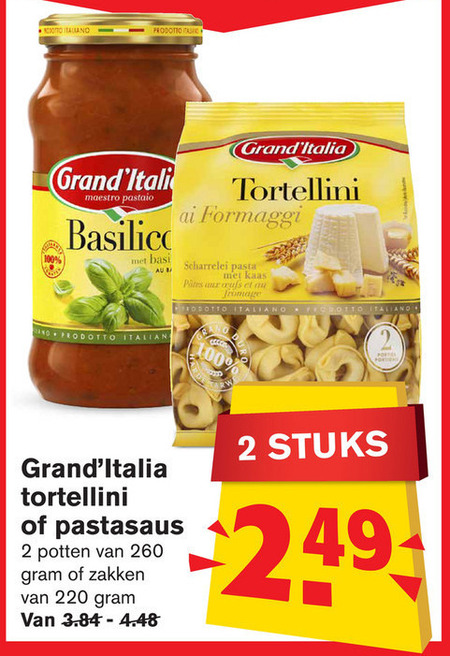 Grand Italia   tortellini, pastasaus folder aanbieding bij  Hoogvliet - details