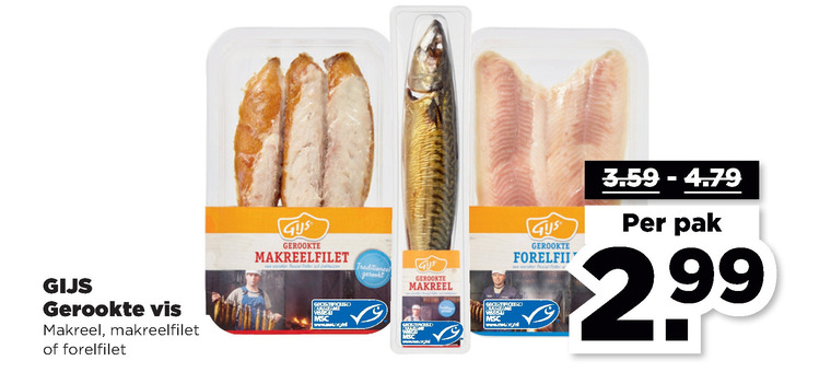 Gijs   makreelfilet, forelfilet folder aanbieding bij  Plus - details