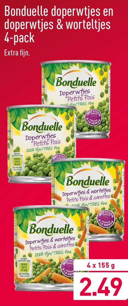 Bonduelle   groenteconserven folder aanbieding bij  Aldi - details