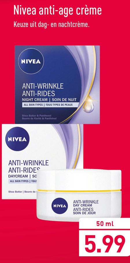 Nivea   nachtcreme, anti-rimpel creme folder aanbieding bij  Aldi - details