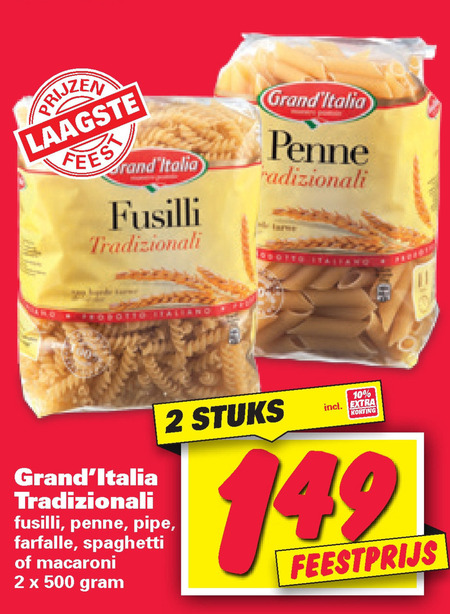 Grand Italia   fusilli, penne   folder aanbieding bij  Nettorama - details