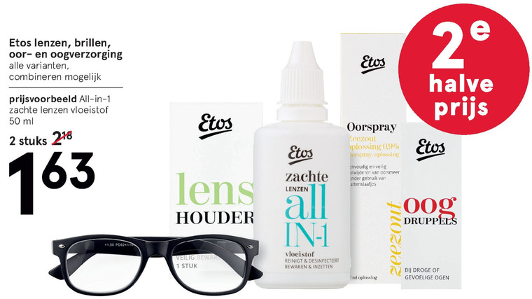 Etos Huismerk   contactlensvloeistof, brillendoekje folder aanbieding bij  Etos - details