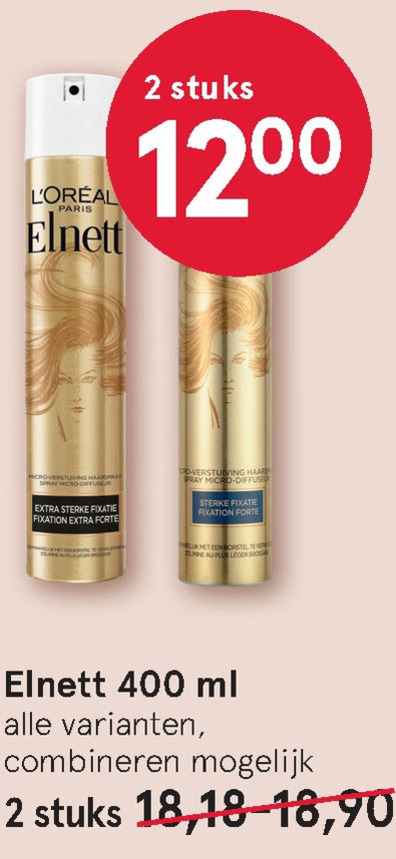 Elnett   hairspray folder aanbieding bij  Etos - details