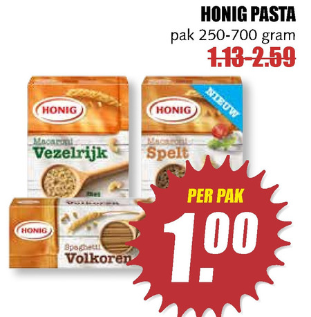 Honig   spaghetti, pasta folder aanbieding bij  MCD Supermarkt Basis - details