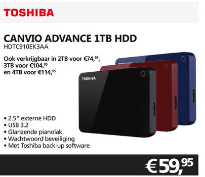 Toshiba   portable harde schijf folder aanbieding bij  Informatique - details