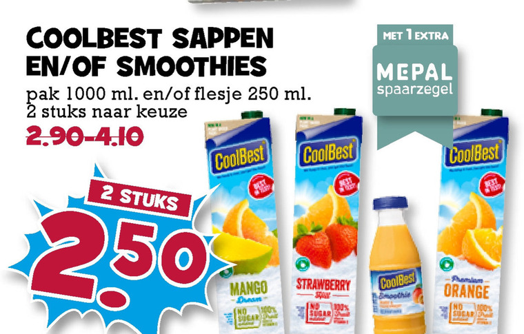 Coolbest   vruchtensap, fruitsmoothie folder aanbieding bij  Boons Markt - details