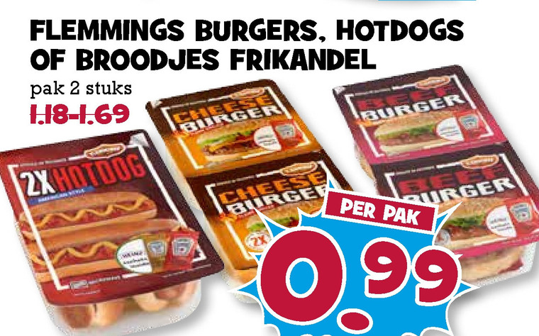 Flemmings   hamburger broodje, broodje hotdog folder aanbieding bij  Boons Markt - details