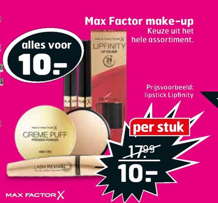 Max Factor   cosmetica, lipstick folder aanbieding bij  Trekpleister - details