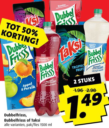 Taksi   frisdrank, fruitdrank folder aanbieding bij  Boni - details