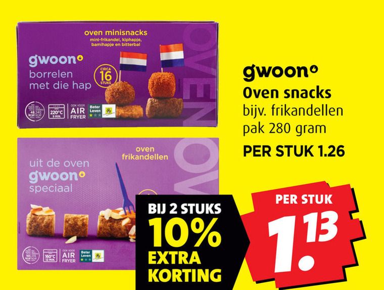 Gwoon   bitterballen, snack folder aanbieding bij  Boni - details