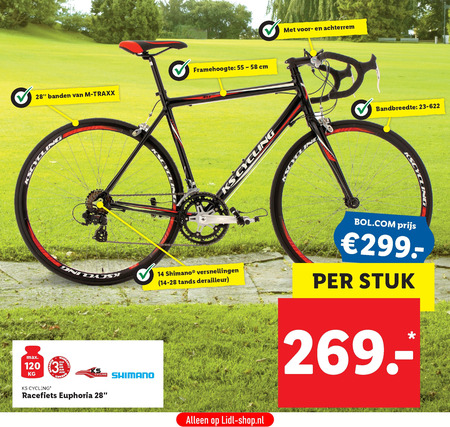 Bloeien Optimisme Hick racefiets folder aanbieding bij Lidl - details