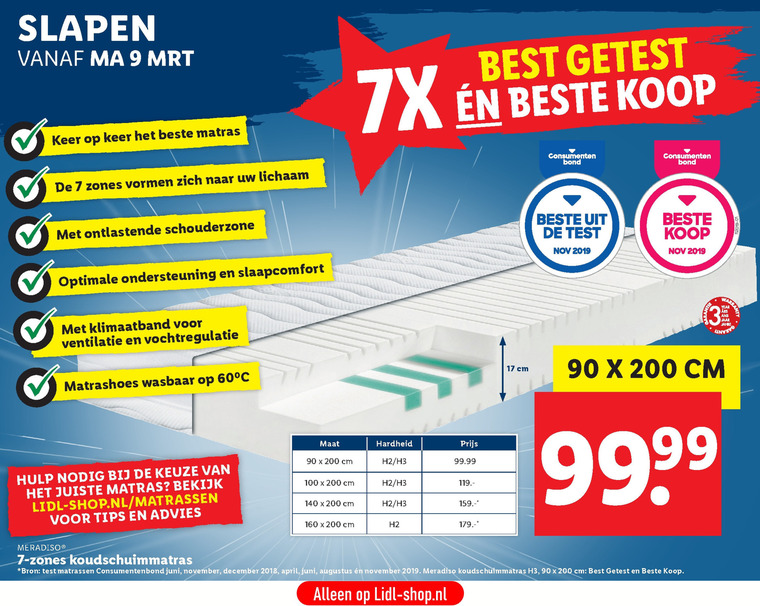 Meradiso matras folder aanbieding bij Lidl details
